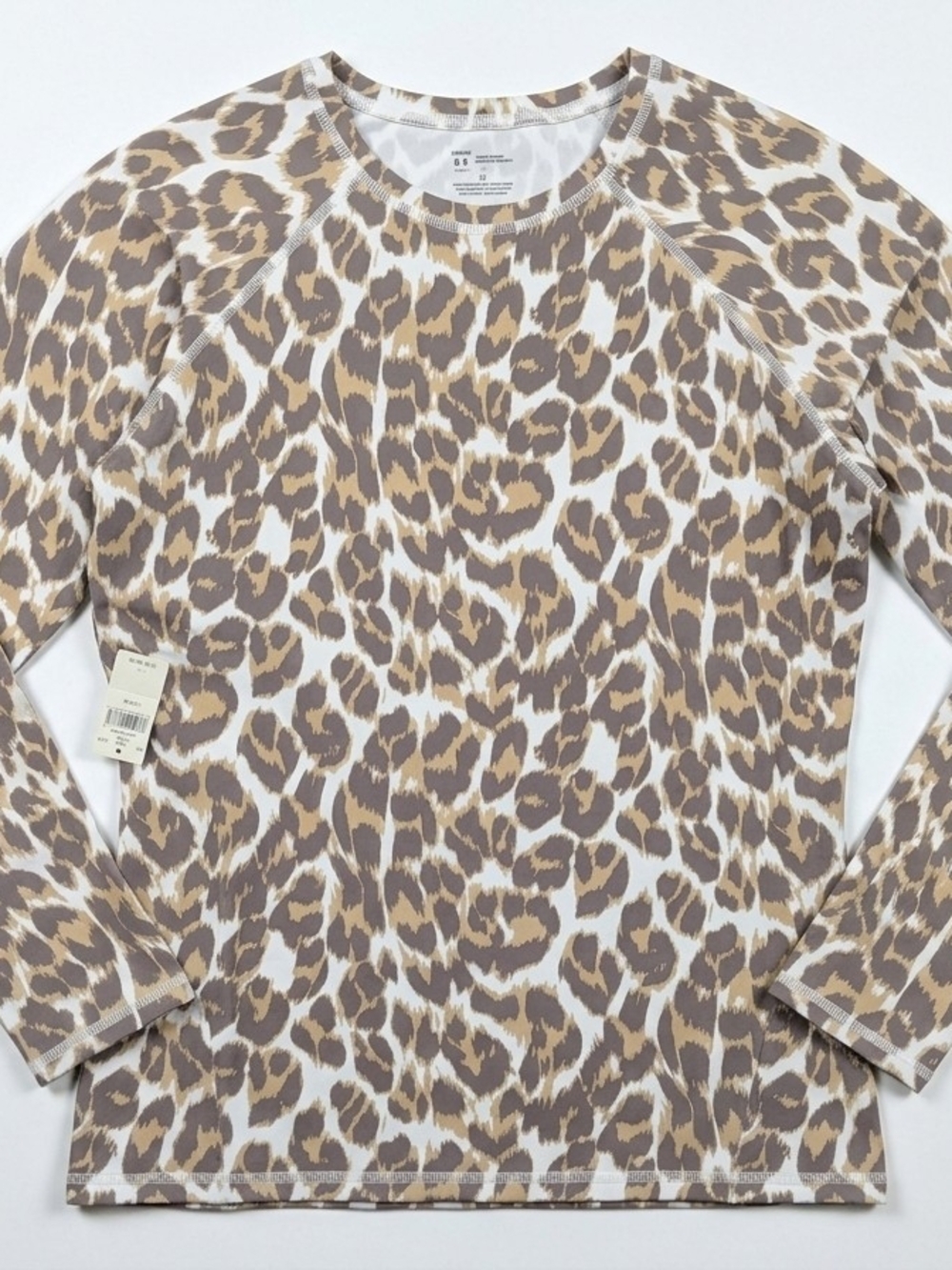 aerie Leopard-Print Long Sleeve Top in Brown and Cream